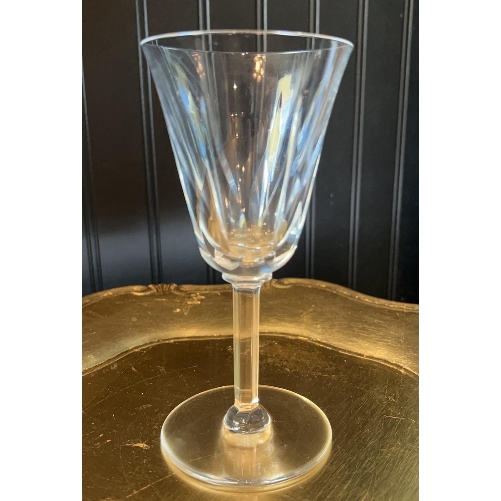 St Louis Cerdagne French Crystal wine water goblet 6 1/4" stem Signed Set of 4 - Picture 13 of 14